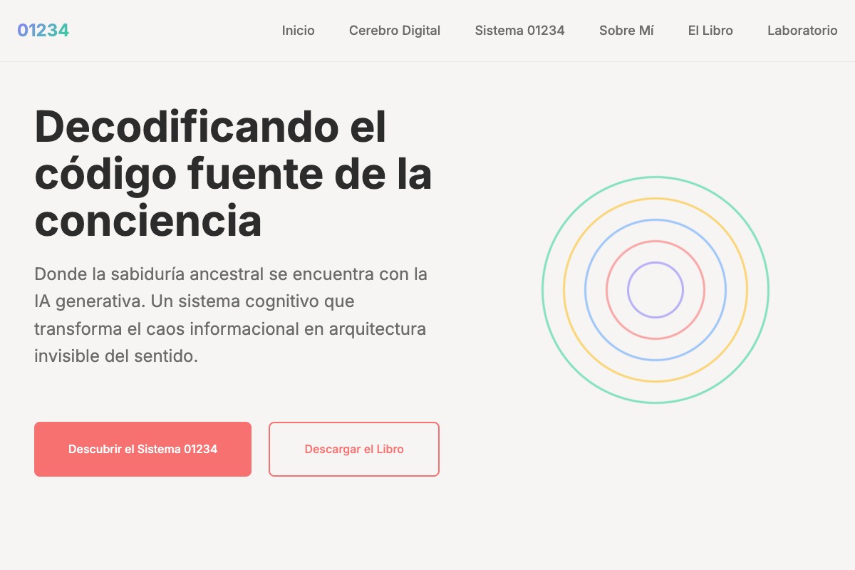 Página de presentación del sistema cognitivo 01234 de Sergio Forés.