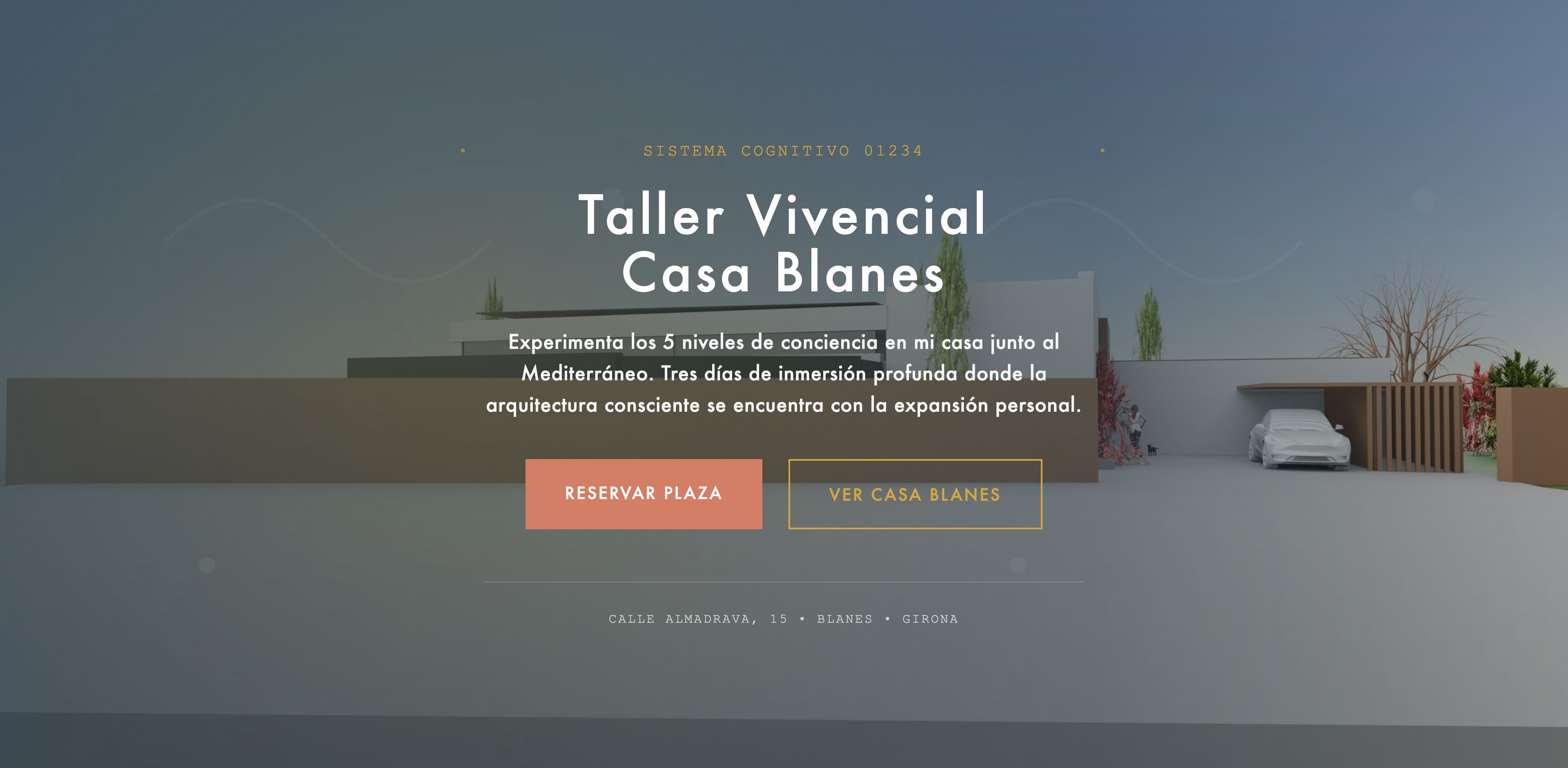 Landing page del Taller Vivencial 01234 en Blanes.